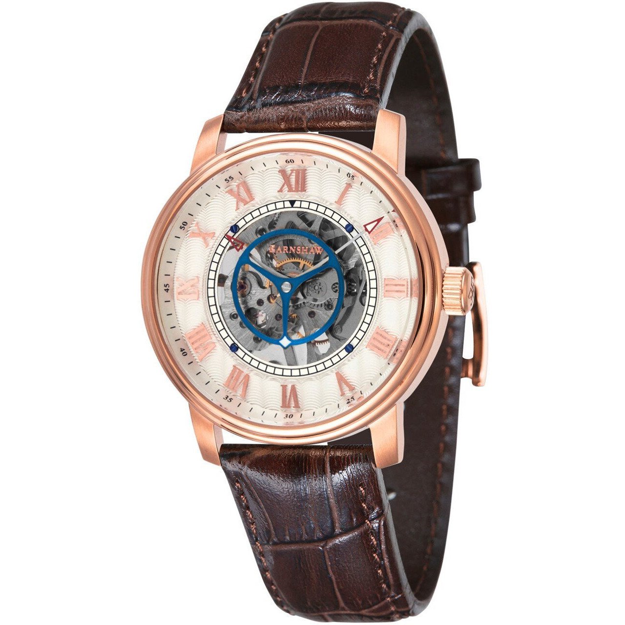 Thomas Earnshaw Westminster Skeleton Hand Wind Rose Gold Brown