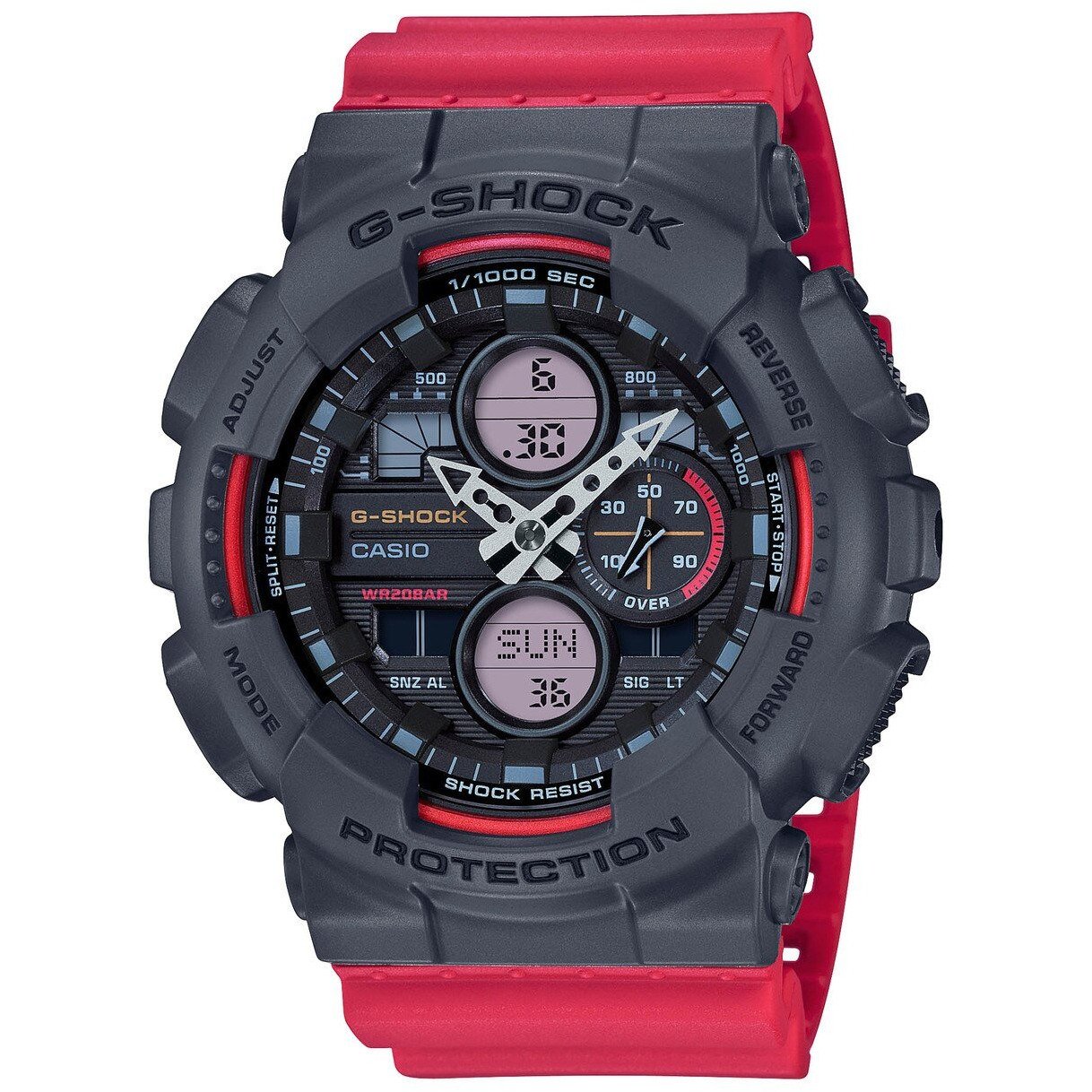 G-Shock GA140 90's Collection Ana-Digi Red Grey