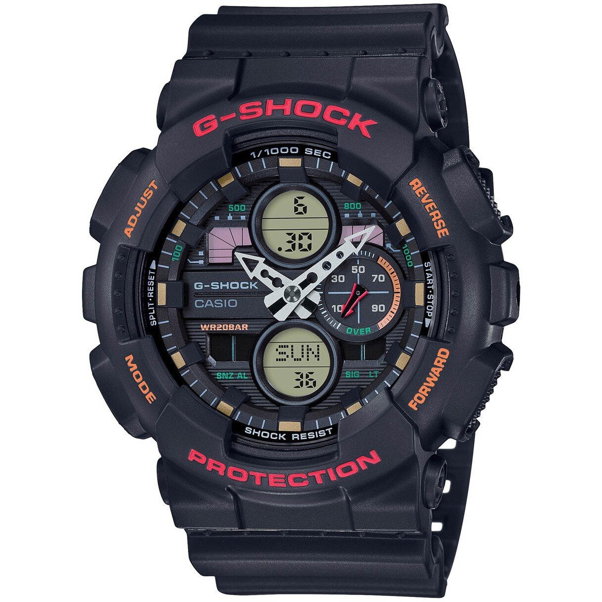 G-Shock GA140 90's Collection Ana-Digi Black Red