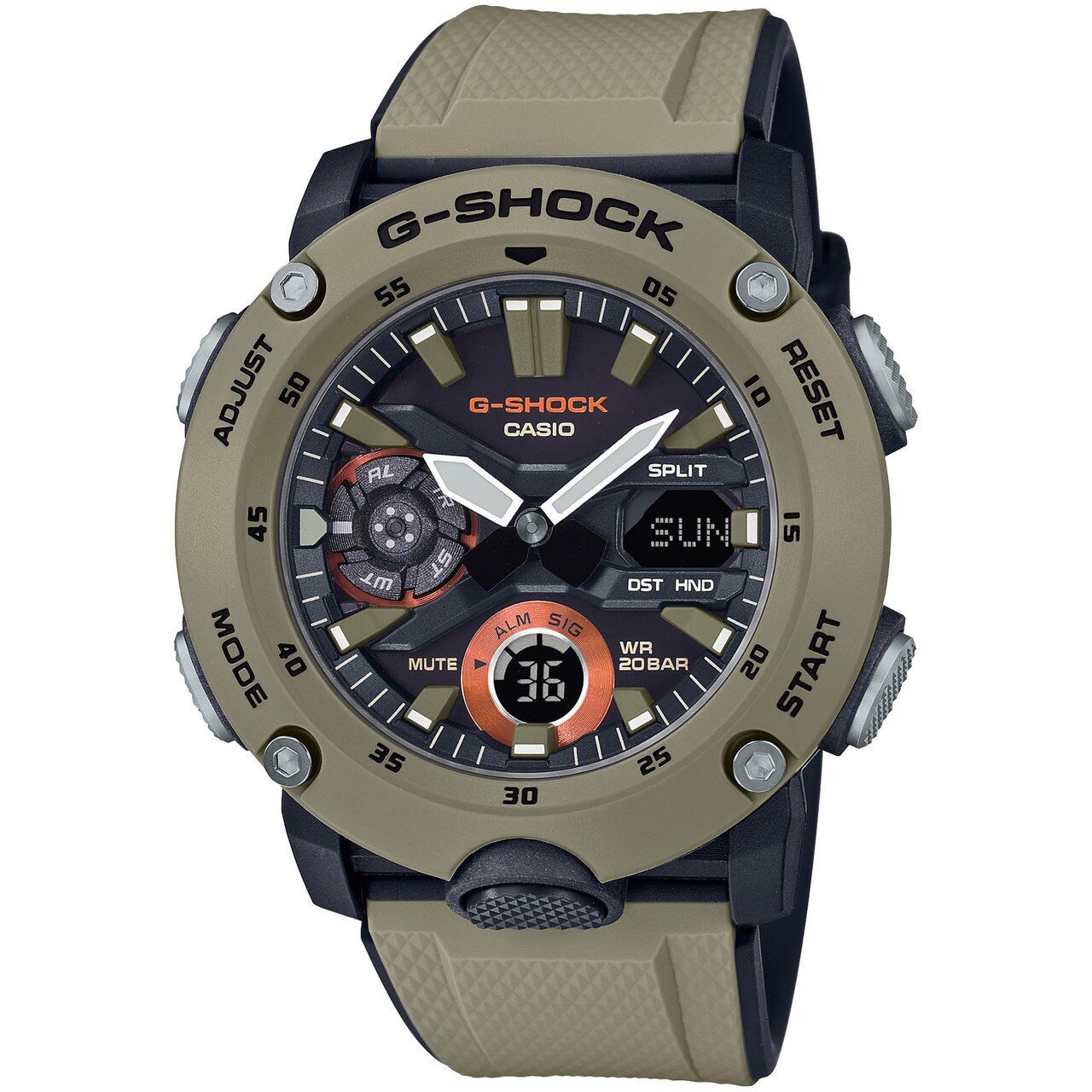 G-Shock GA2000 Carbon Core Ana-Digi Tan