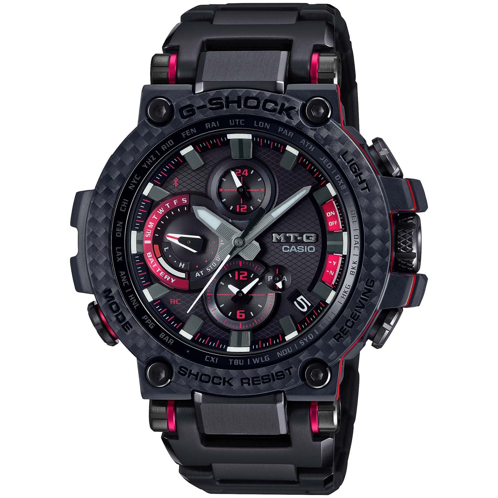 G-Shock MTGB100 Carbon Connected Solar Black Red