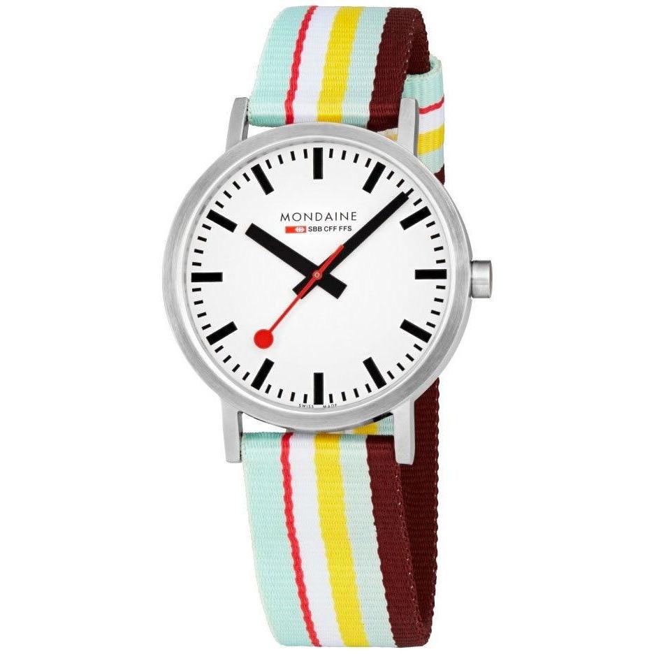 Mondaine Classic 40mm Red Yellow Stripe