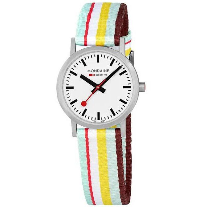 Mondaine Classic 30mm Red Yellow Stripe