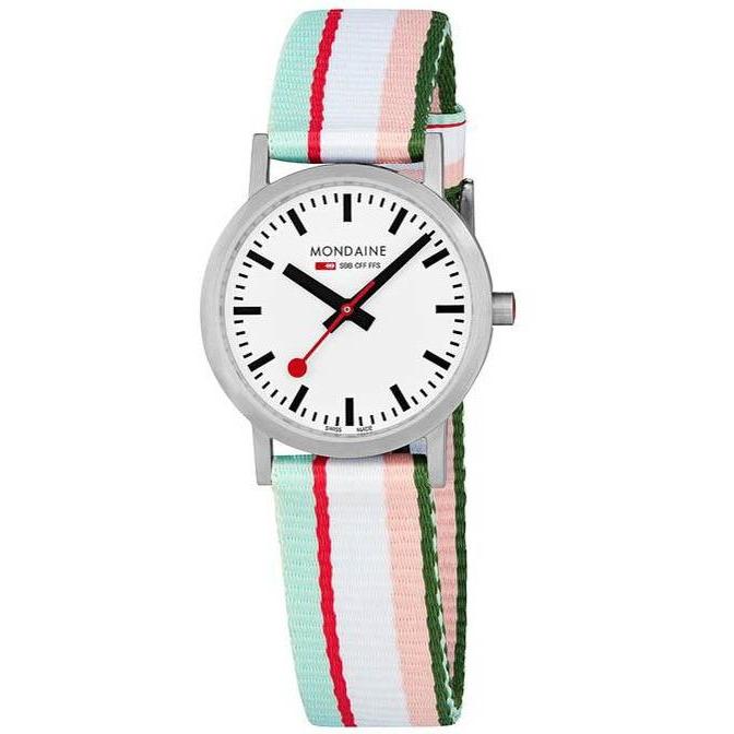 Mondaine Classic 30mm Pink Green Stripe