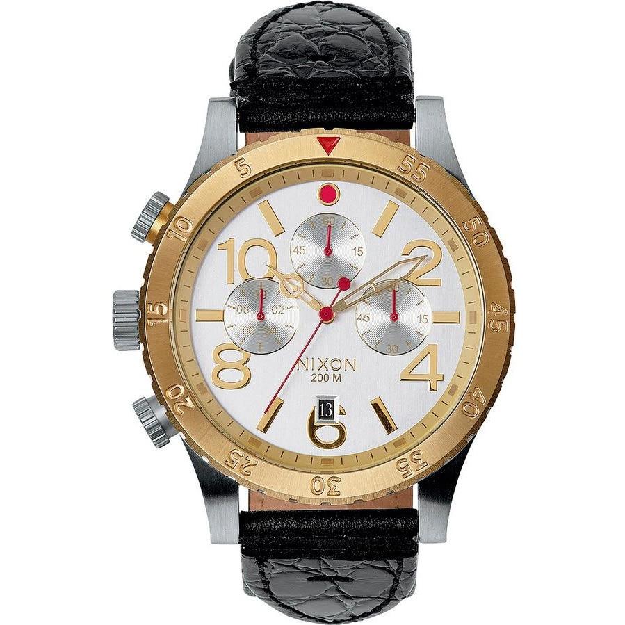 Nixon 48-20 Chrono Leather Silver/Gold