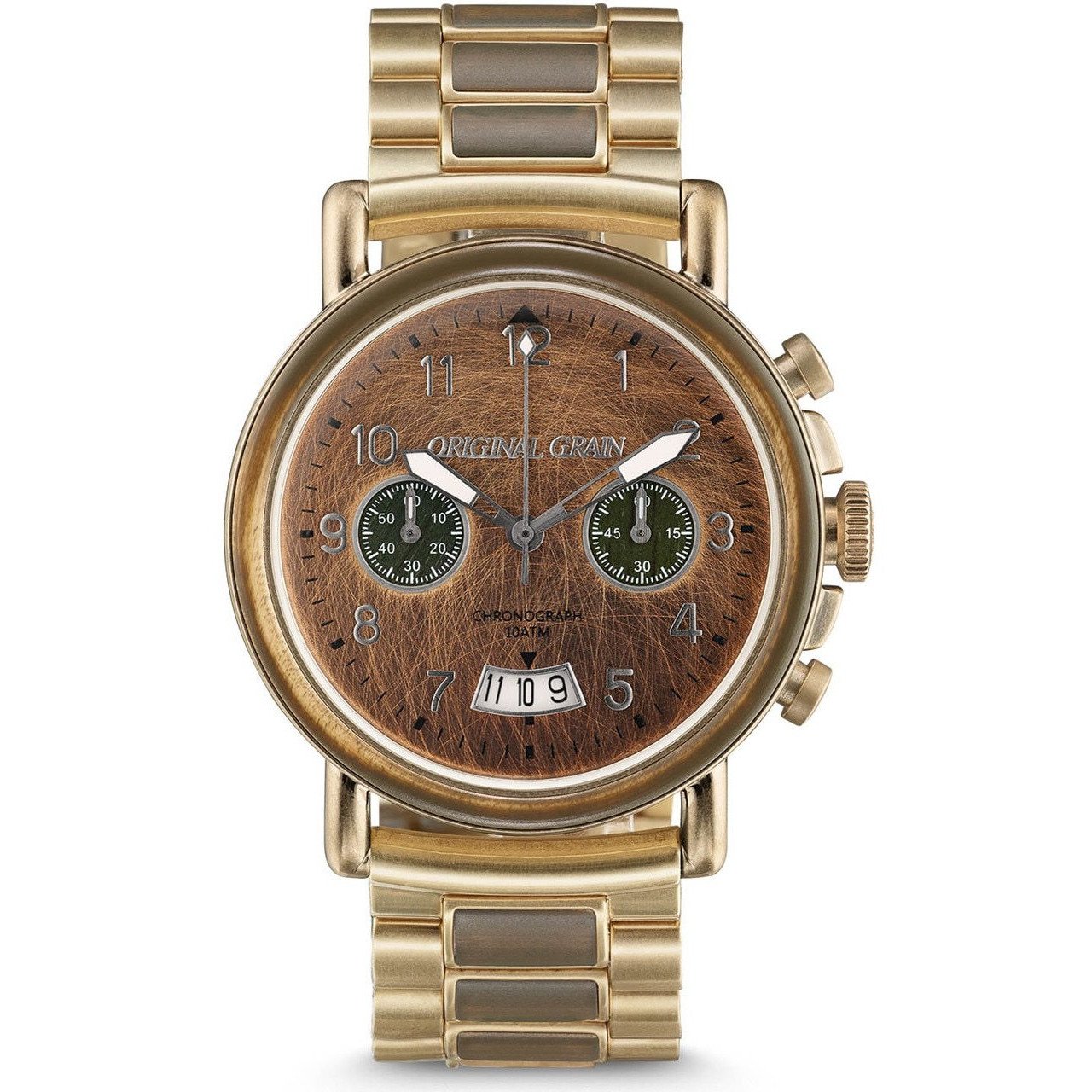 Original Grain Military General Chrono 44mm Gold Brown