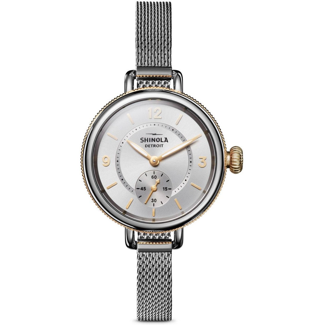 Shinola Birdy 34mm Silver Gold Mesh