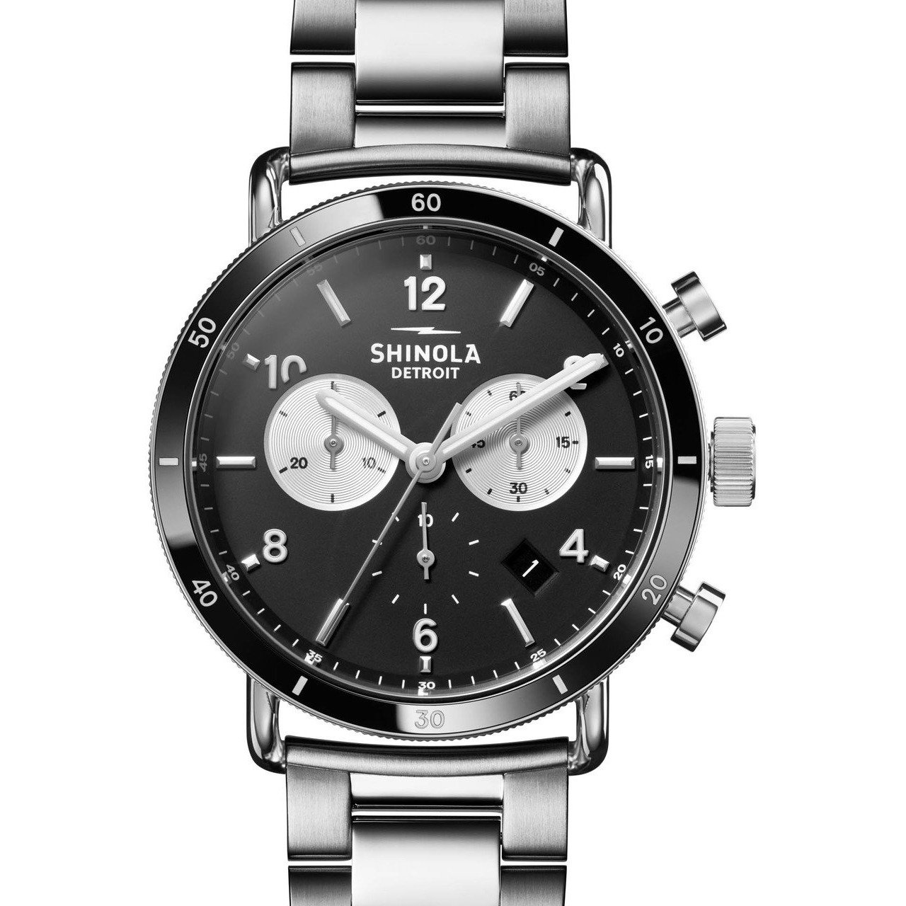 Shinola Canfield Sport 40mm Chronograph Black Silver SS