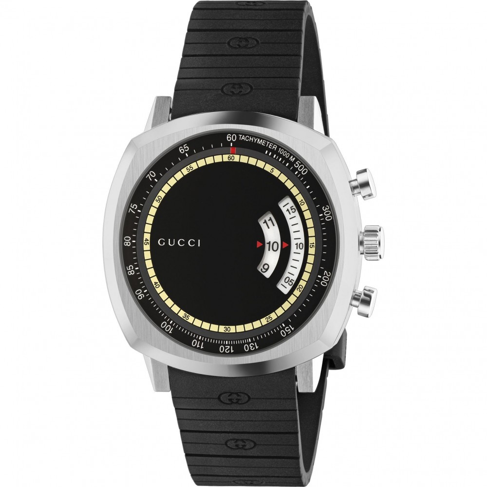 GUCCI GRIP WATCH WITH A STEEL CASE, 2 WINDOWS INDICATING HOUR, M