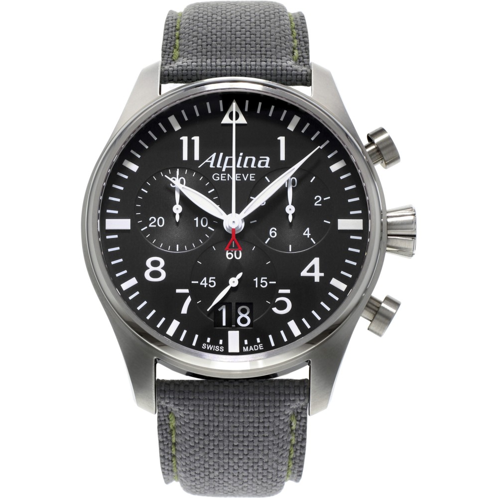 MENS ALPINA STARTIMER PILOT CHRONOGRAPH WATCH AL-372B4S6