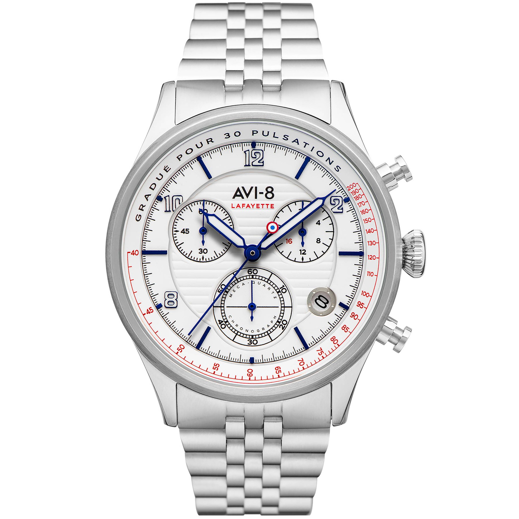 AVI-8 Flyboy Lafayette Chronograph Silver White SS