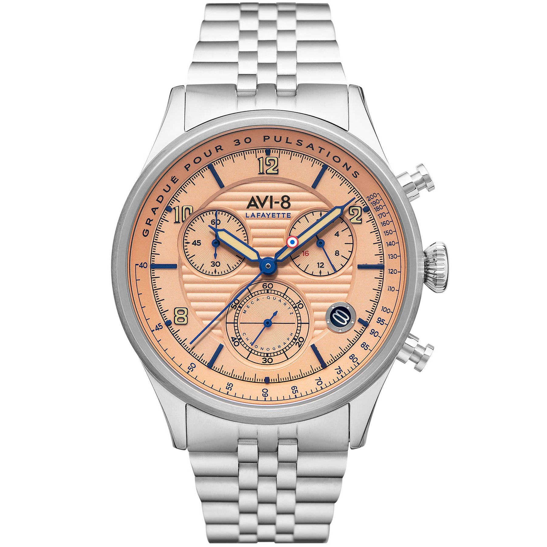 AVI-8 Flyboy Lafayette Chronograph Silver Salmon SS