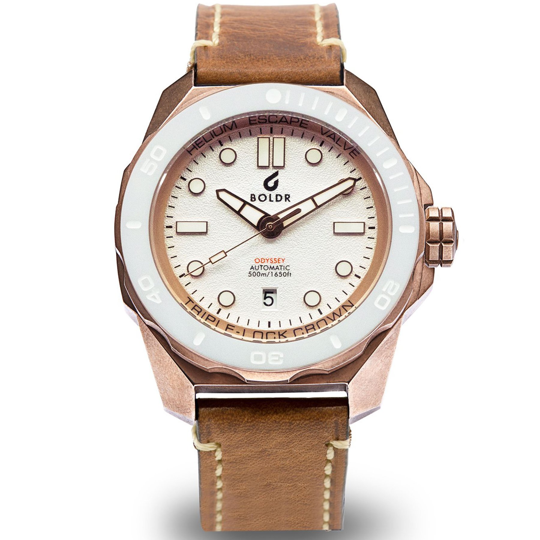 Boldr Odyssey Automatic Bronze White Knight Tan