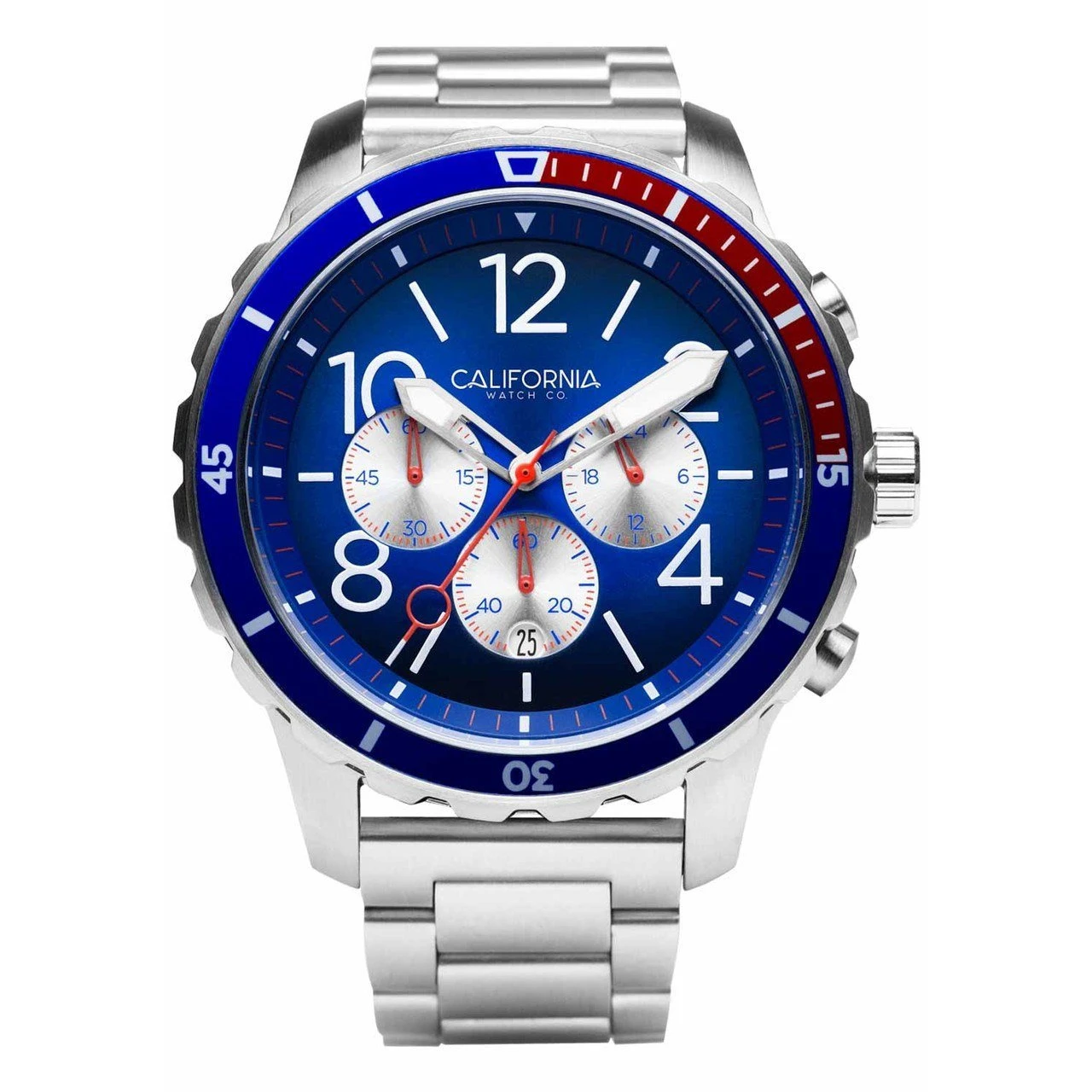 California Watch Co. Mavericks Chrono SS Navy Red