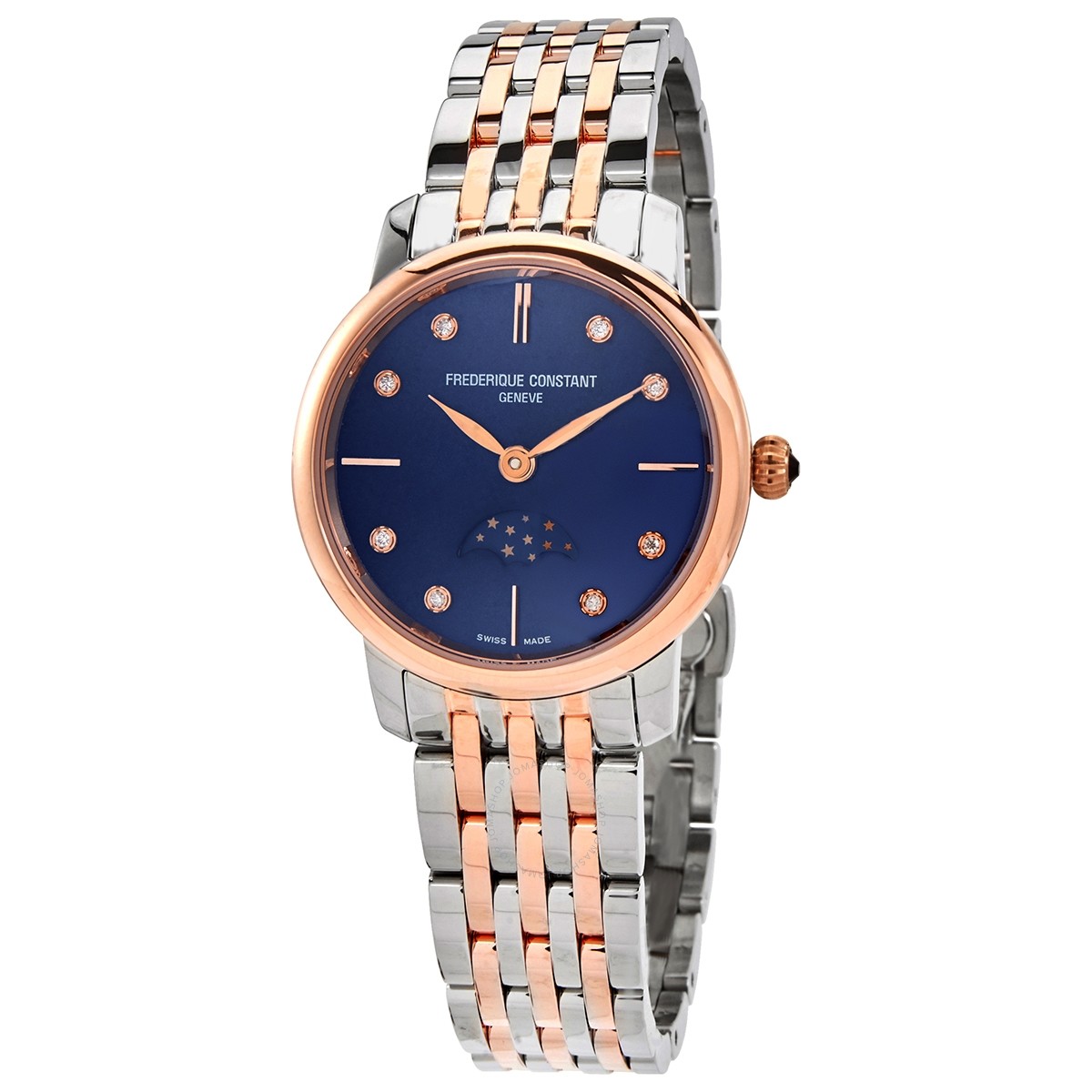 Slimline Quartz Diamond Blue Dial Ladies