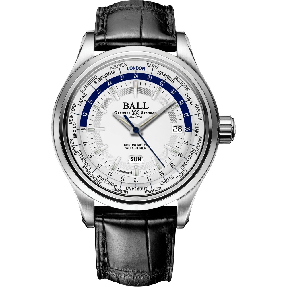 MENS BALL TRAINMASTER WORLDTIME WATCH GM2020D-LL1CJ-SL