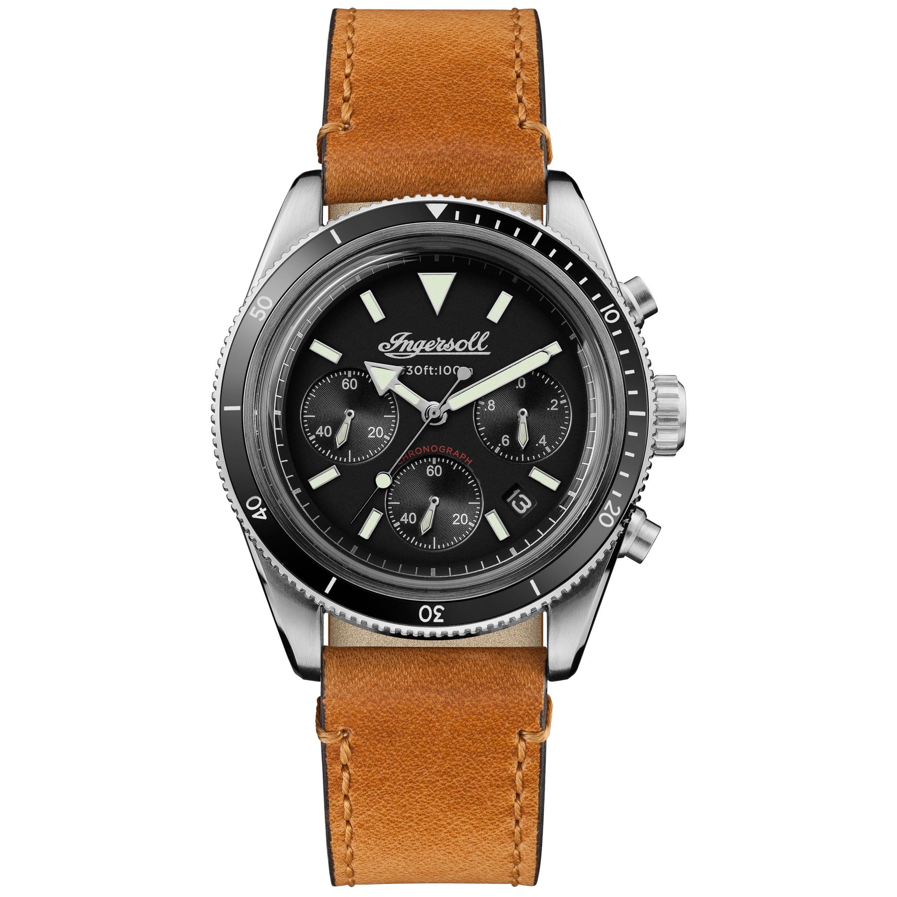 Ingersoll Scovill Chrono Silver Black Tan