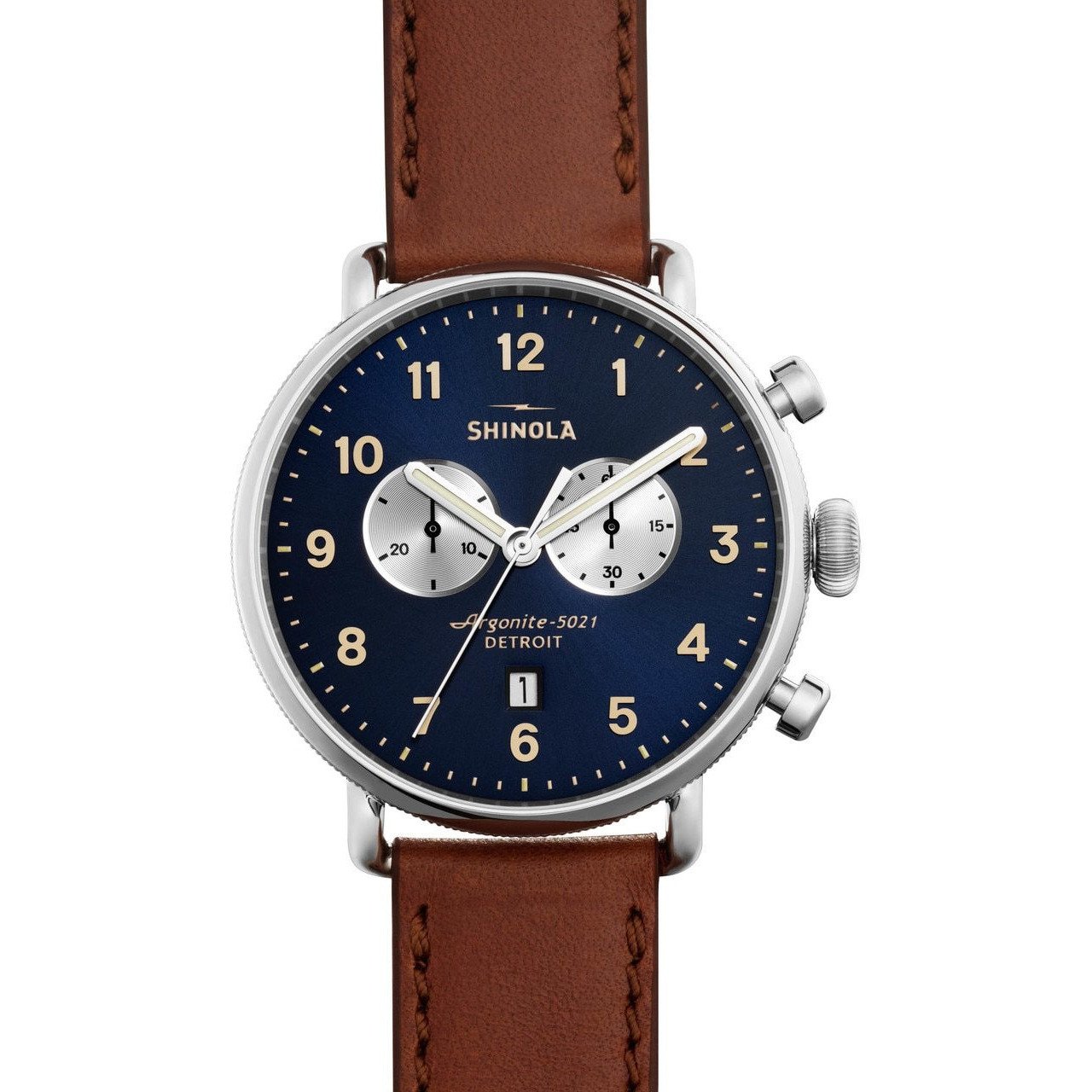 Shinola Canfield 43mm Chronograph Brown Navy