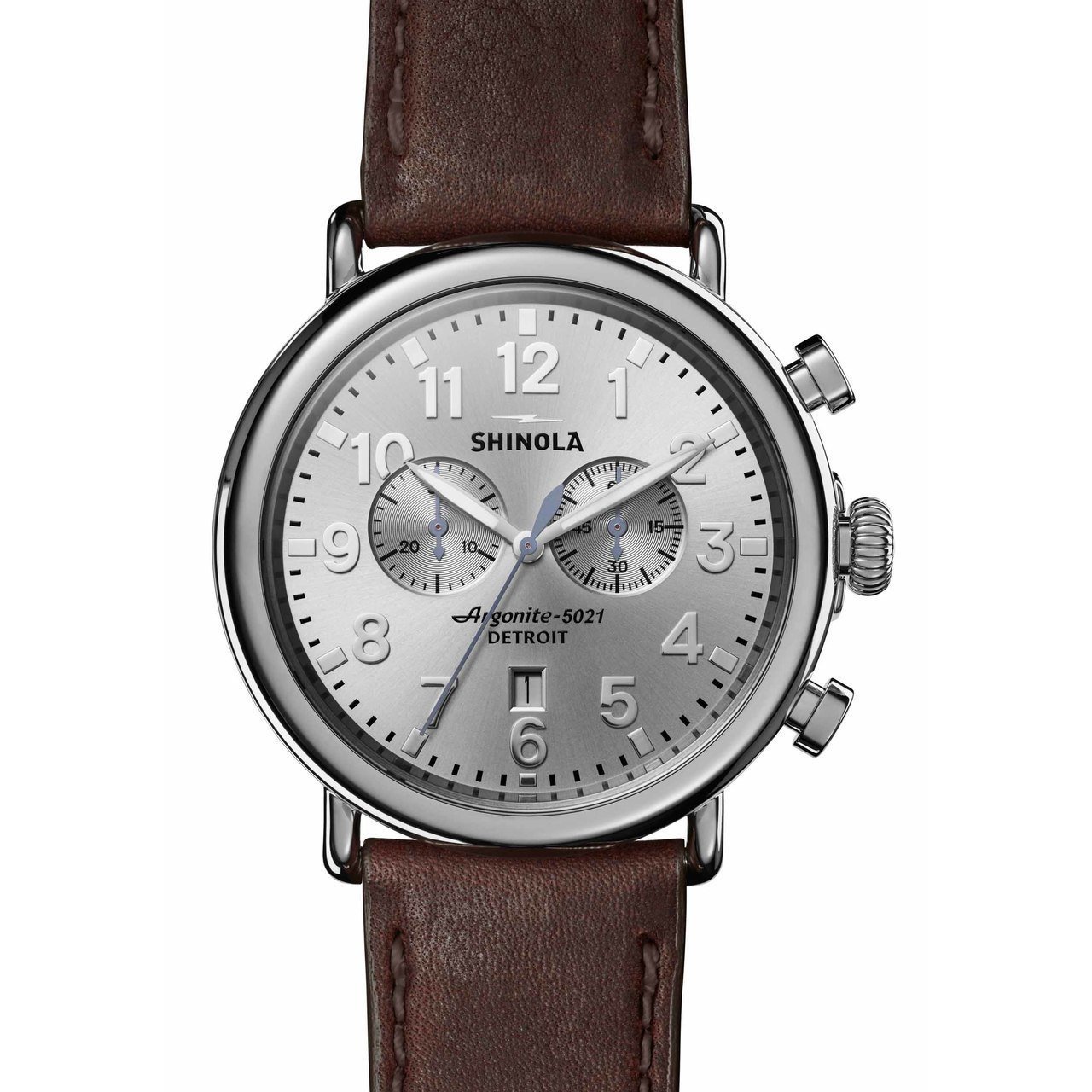 Shinola Runwell Chrono 47mm Silver Brown