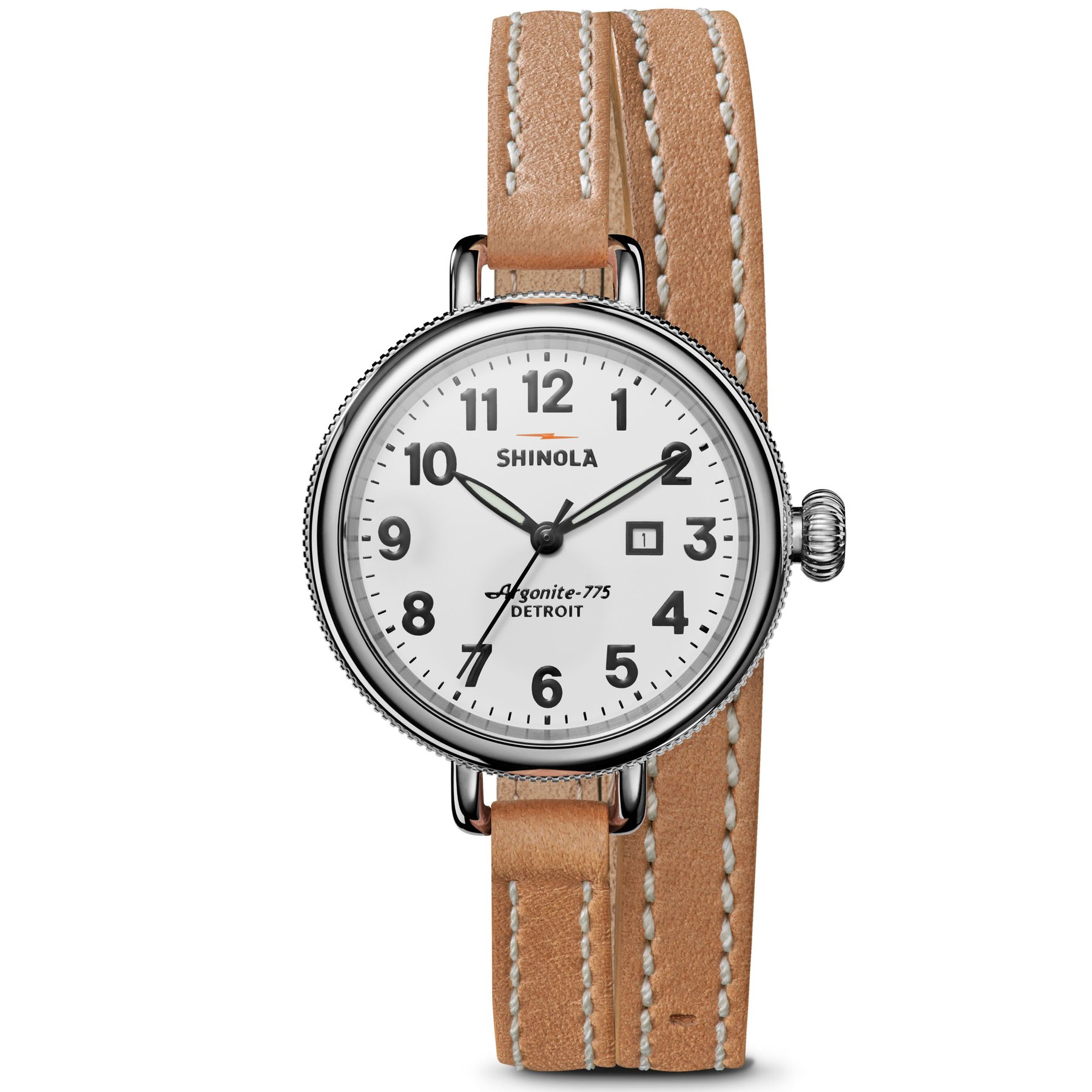 Shinola Birdy 34mm Double Wrap Silver Natural