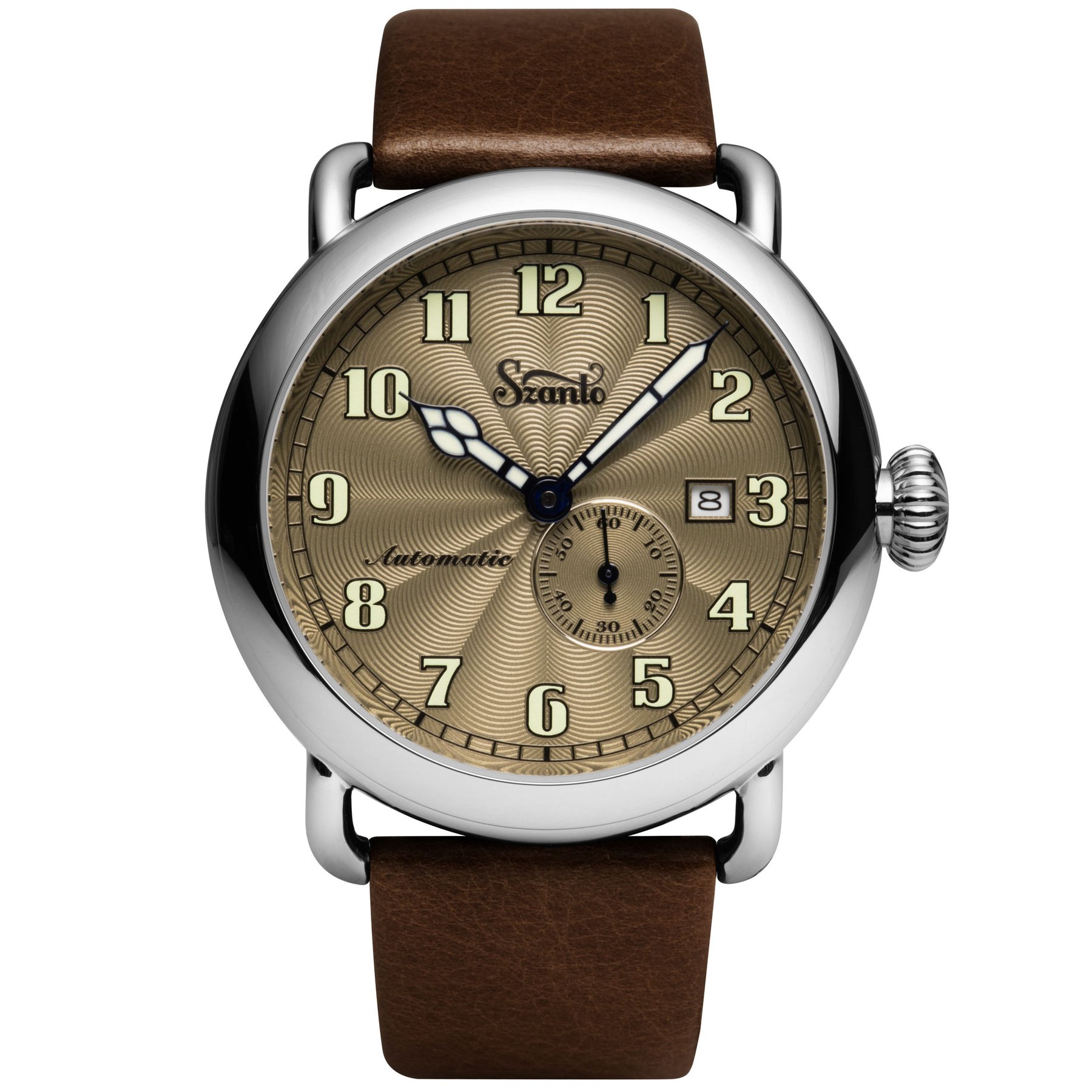 Szanto Officer's Classic Automatic Silver Brown