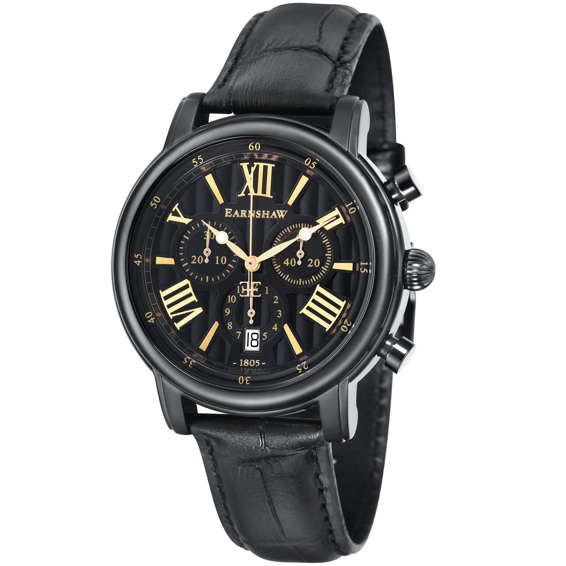 Thomas Earnshaw Longcase Swiss Chronograph Black Gold