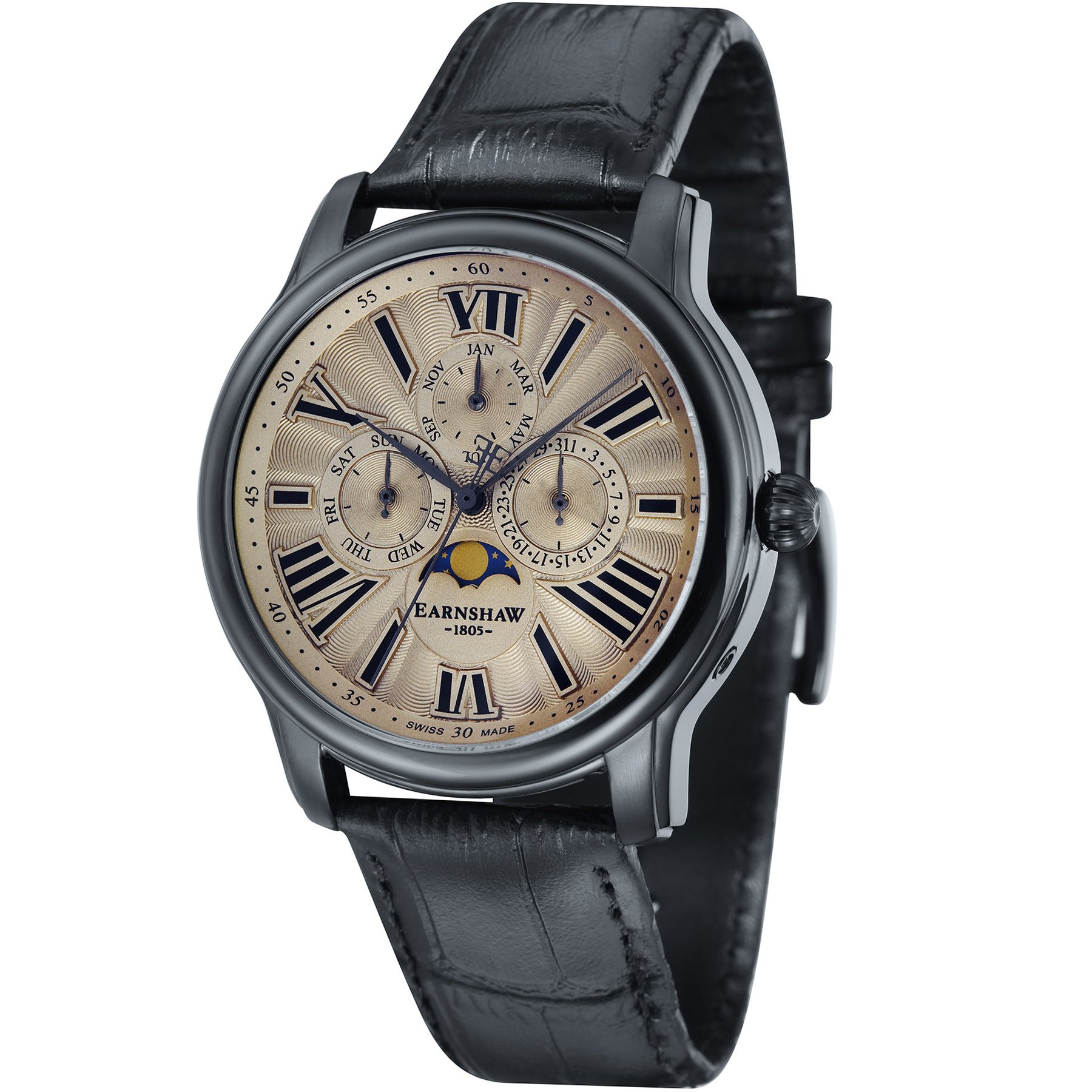 Thomas Earnshaw Longitude Swiss Moonphase Black