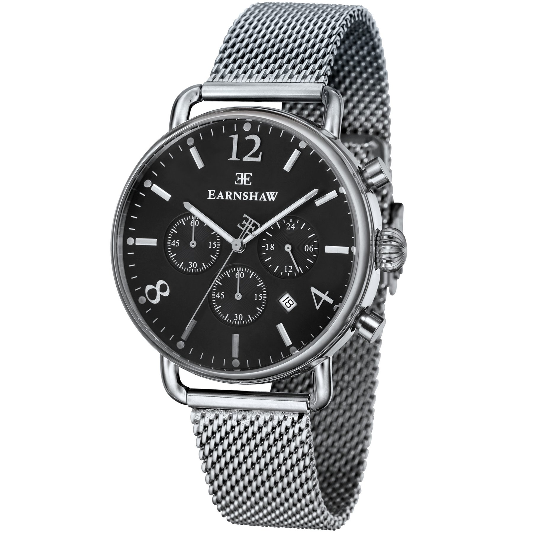 Thomas Earnshaw Investigator Chronograph Silver Mesh