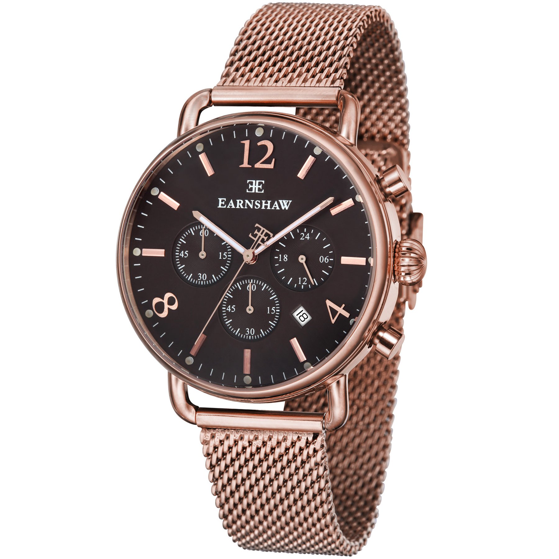 Thomas Earnshaw Investigator Chronograph Rose Gold Mesh