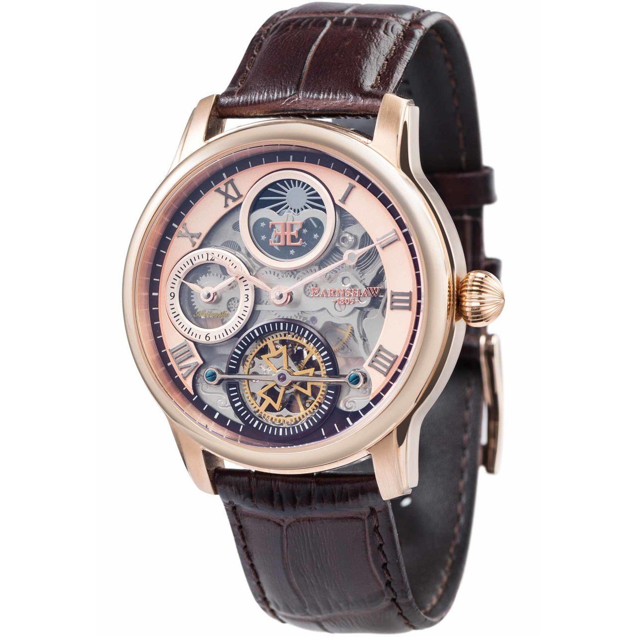 Thomas Earnshaw Longitude Shadow Automatic Rose Gold Brown