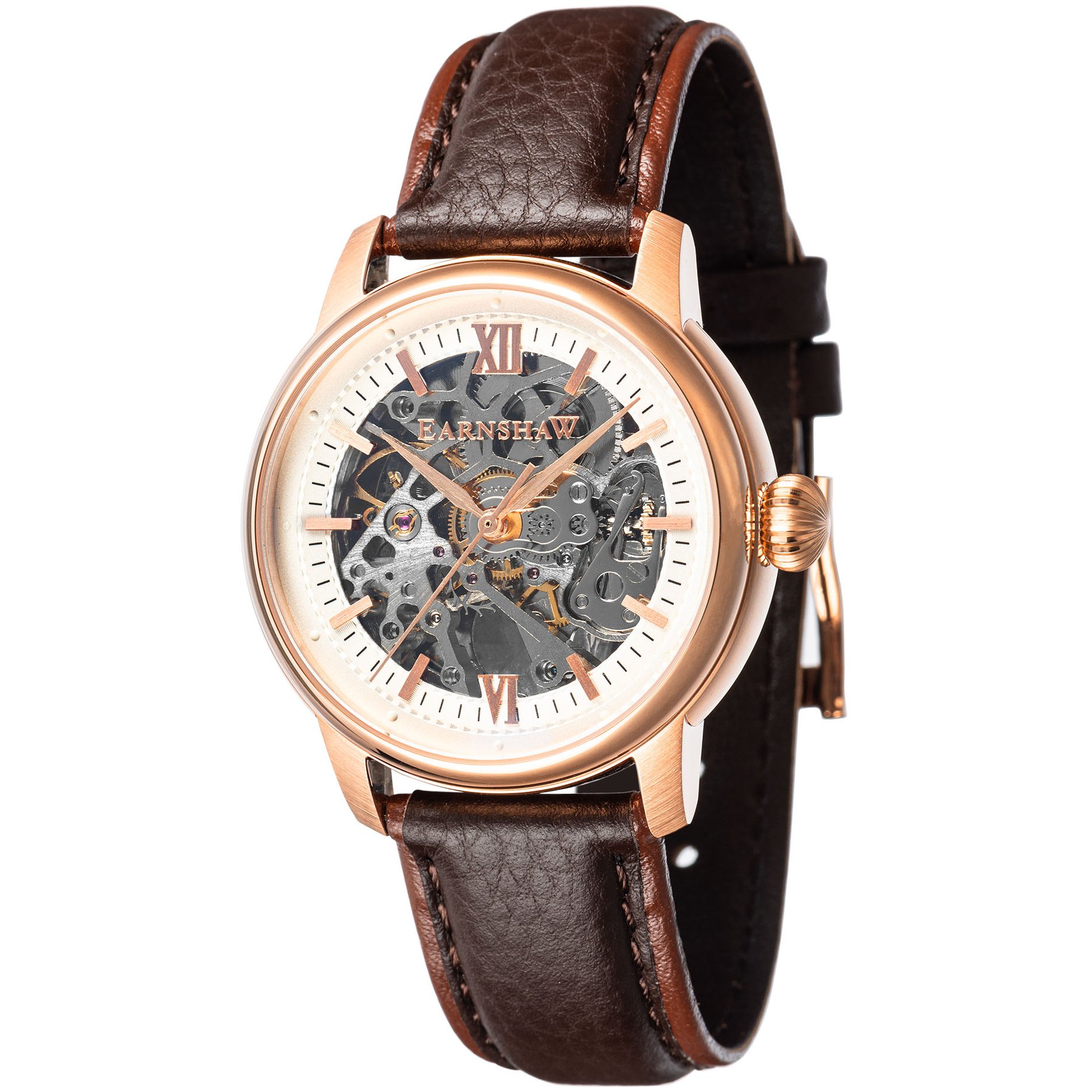 Thomas Earnshaw Cornwall Skeleton Automatic Brown Rose Gold