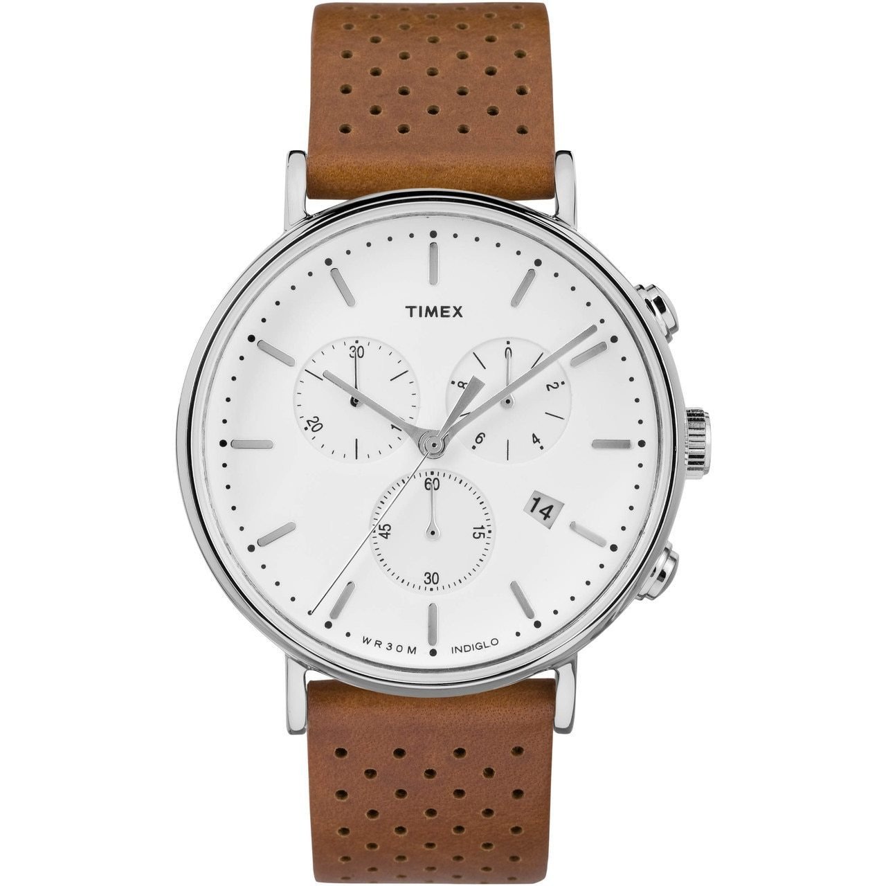 Timex Fairfield Chrono Leather White Brown