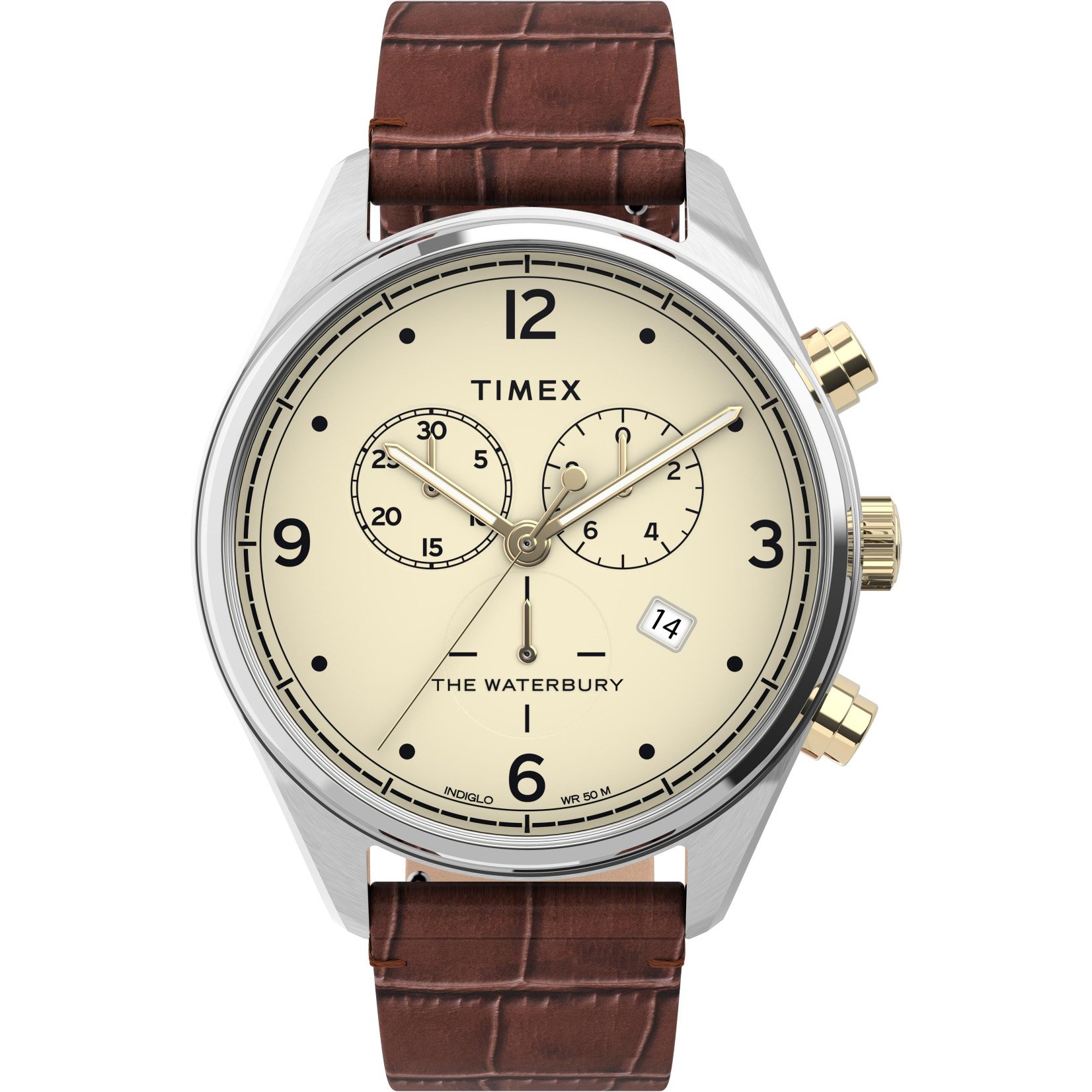 Timex Waterbury Traditional 42mm Chronograph Beige Brown