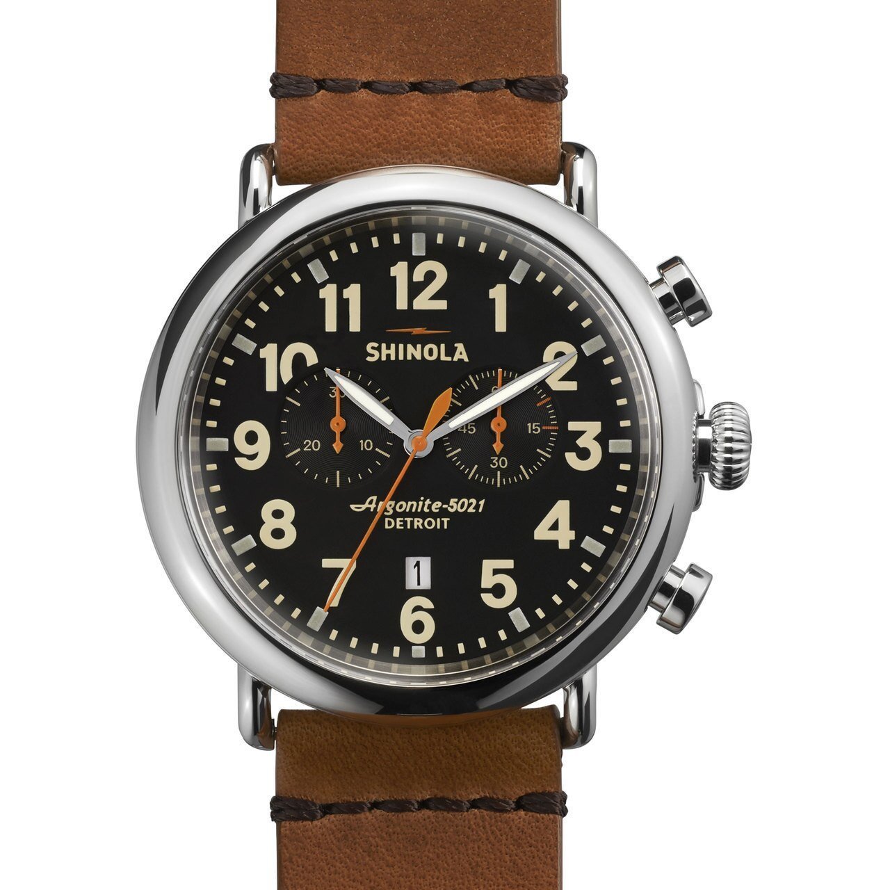 Shinola Runwell Chrono 47mm Tan Leather Strap