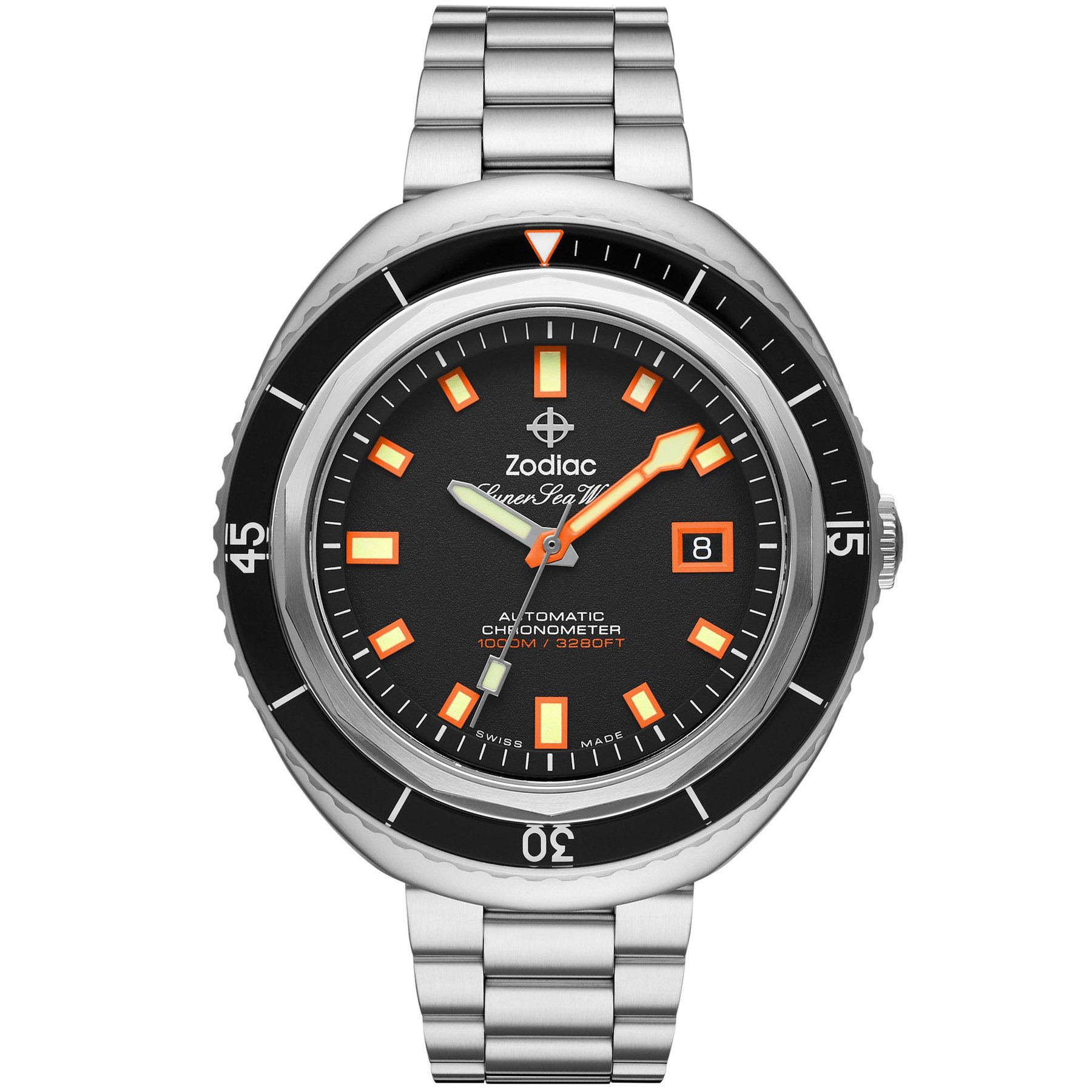 Zodiac Super Sea Wolf 68 SS Automatic Black Silver